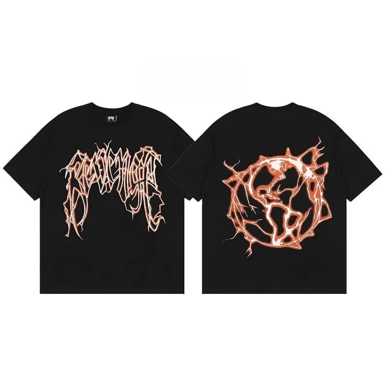 2025 REVENGE Style Fashion Alphabet Keel Smoke Skull Rap XX High Street American Short Sleeve T-shirt High Quality Luxury Brand