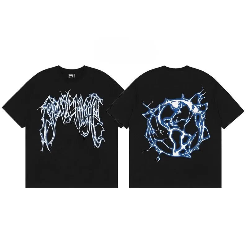 2025 REVENGE Style Fashion Alphabet Keel Smoke Skull Rap XX High Street American Short Sleeve T-shirt High Quality Luxury Brand